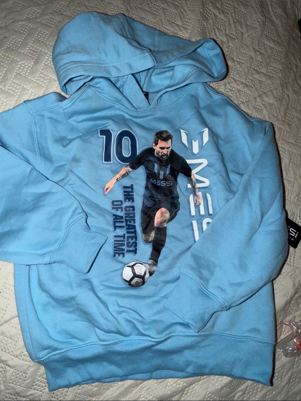 Blue Men’s Hooded Sweatshirt with Soccer Graphic